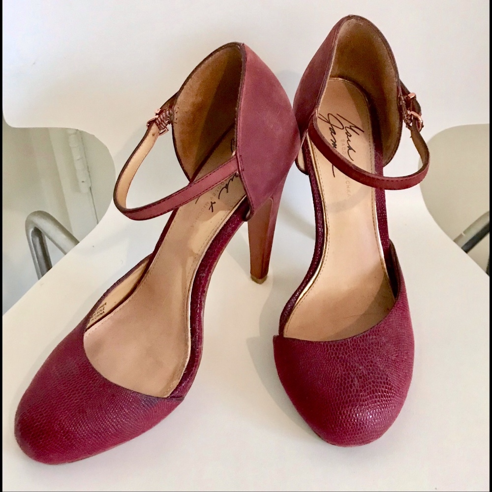 Badgley Mischka Mark+James Snakeskin Red Heels